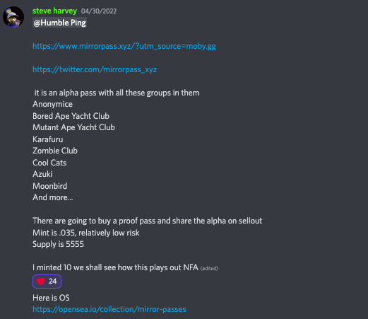In less than 10 days <a href="/Kenkyo_NFT/">Kenkyo</a> alpha team provided 2  ➡️ 10x plays and 1 ➡️ 20x play. 

Banksters  0.021 mint to .45 floor  ( 20x )
Regulars  0.025 mint to .29 floor (10x )
and @NftClubEth call
Mirror Pass 0.035 to .35 ( 10x )