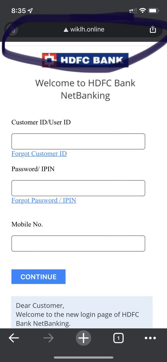 deep_chats's tweet photo. @HDFC_Bank attached screenshot of fake landing page doing the rounds to capture personal details. https://t.co/QS2JMWeezc