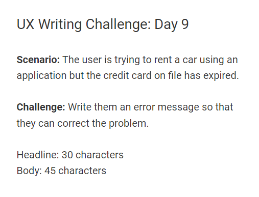 _miiishh's tweet photo. Day-09
Tried to be concise and direct this time keeping the character limit into consideration.
@dailyuxwriting
#DailyUXWriting #UXWriting #Microcopy https://t.co/wt3nQeYd4V