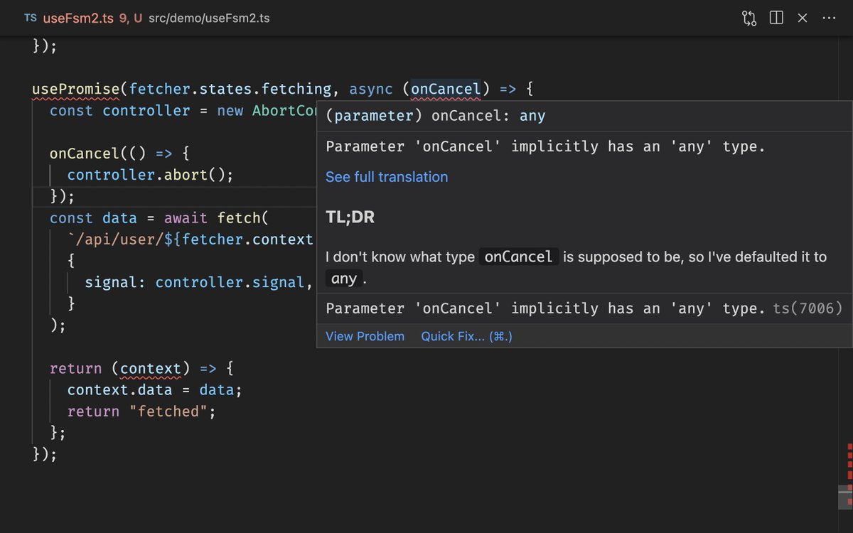 🔥 TypeScript Error Translator for VSCode 🔥

Tired of TypeScript errors? Translate them to human-readable language right in your IDE.

🪄 Download the extension:

marketplace.visualstudio.com/items?itemName…

🖥️ Or try the online playground:

ts-error-translator.vercel.app