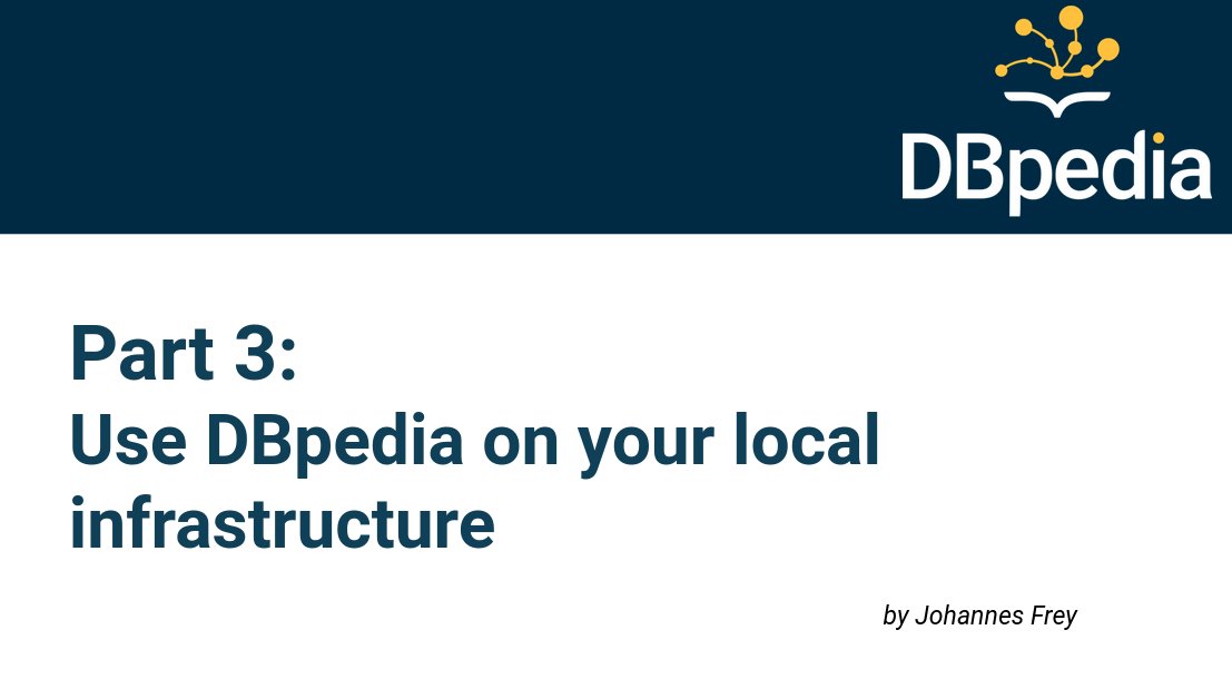 In the upcoming 50 minutes of the #DBpediaTutorial Johannes will explain how to use #DBpedia on your local infrastructure and he will talk about global access to #LinkedData. Stay tuned! #DBpediaTutorial #SemanticWeb #KGC2022