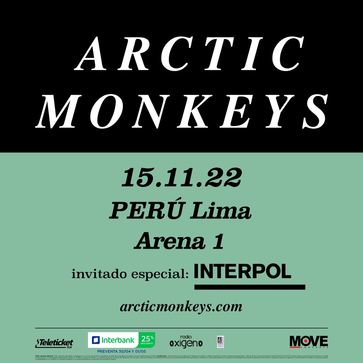 AcostaMzk's tweet photo. Arctic Monkeys agotó en #Lima 🇵🇪. https://t.co/DByO0lcZzA