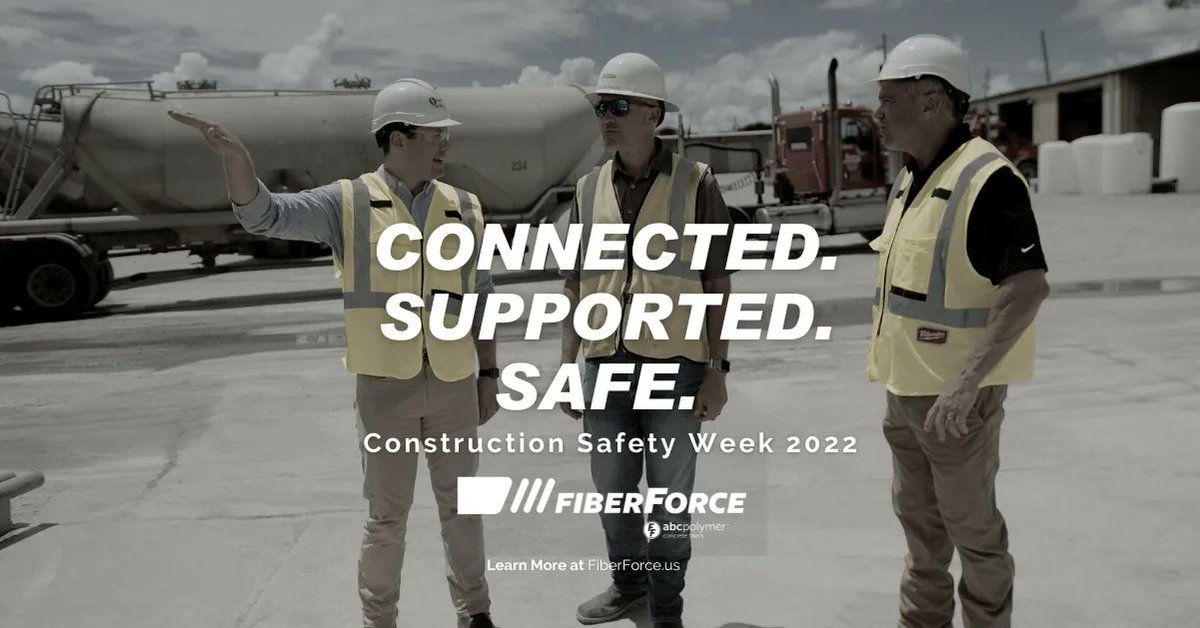abcFiberForce's tweet image. Connected. Supported. Safe. When we commit to creating an environment for our workers, we’re creating a safer industry for all of us. 

Learn more about Construction Safety Week here: buff.ly/2Eo3OsA 

#constructionsafetyweek #fiberforce #concretesolutions #connected