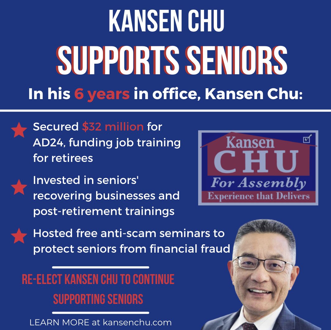 ChuforSanJose's tweet photo. Senior citizens are a core part of our community, and they will always have my support.
#ExperienceThatDelivers
#KansenChuforAssembly2022 https://t.co/k6gOkc9AB5