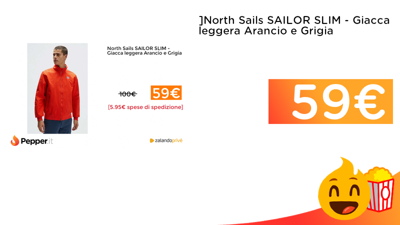 PepperOfferte's tweet photo. #OFFERTE ](https://t.co/6es0bFCeF6)North Sails SAILOR SLIM - Giacca leggera Arancio e Grigia 59€  ➡️ https://t.co/fGCny9bxOo https://t.co/OZxLx8TThT