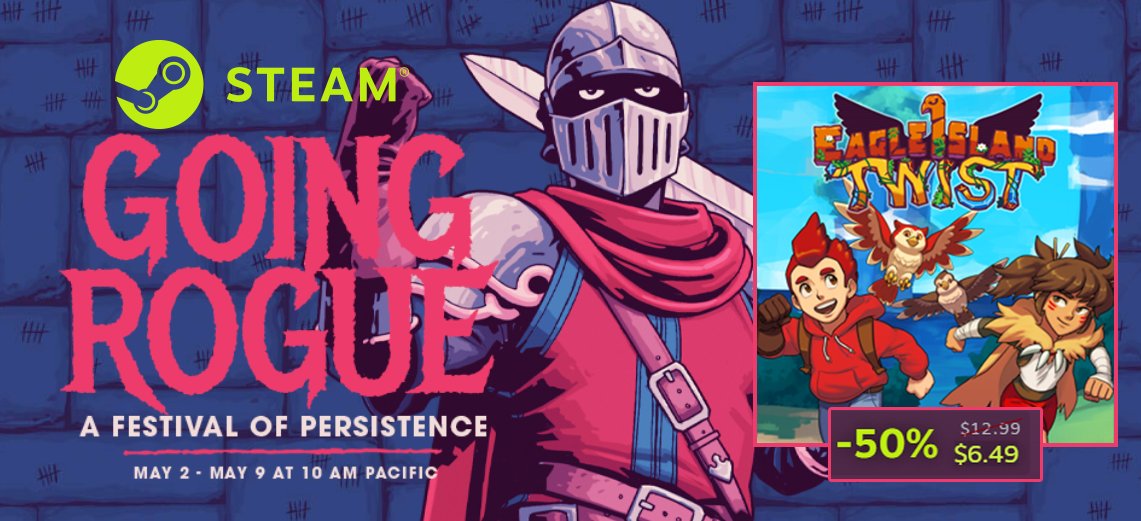 ScreenwaveGames's tweet image. Screenwave Games is GOING #Rogue with Eagle Island Twist, ON SALE NOW as part of the #Steam week long sale (50% OFF!?)  #SteamDeals #roguelike #metroidvania