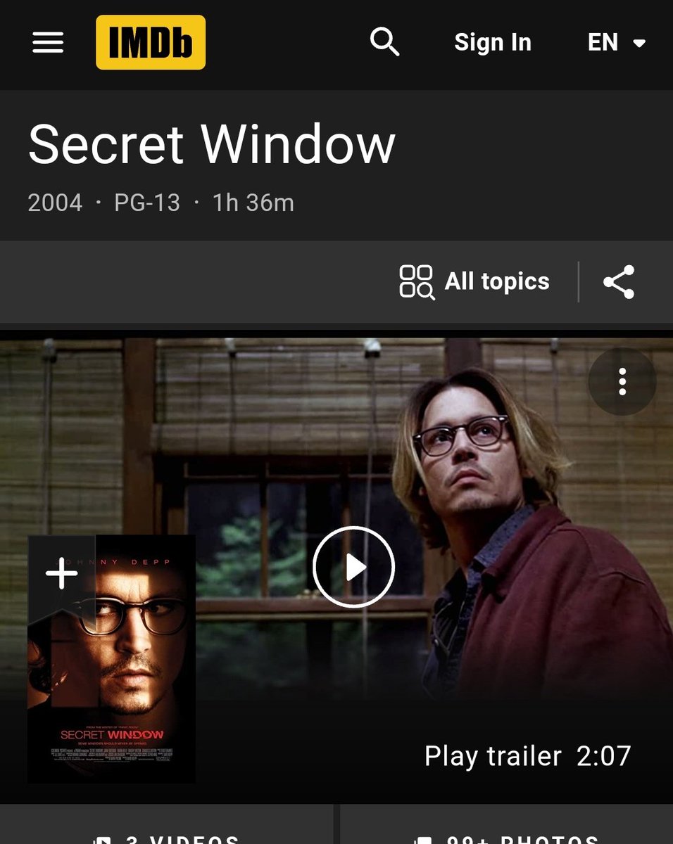 Passmemybeer's tweet photo. In 2004 the most significant movie Johnny Depp acted in was 'Secret Window'.

Based on Stephen King's novella "Four Past Midnight: Secret Window, Secret Garden"

It did not get amazing reviews but Johnny looked like this (3rd photo) so yeah that's probably when he spiked. https://t.co/UofBjF7Cfk