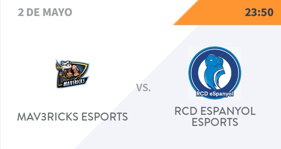 #MATCHDAY | 🎮⚽️

Sponsored <a href="/MV3United/">Mav3ricks Esports Club</a>

🏆 @PLGeFootBall
📝 Liga
🕚 22:40
🆚️ <a href="/La_Hermandadfvp/">La Hermandad</a>

🏆 <a href="/VPG_Spain/">Virtual Pro Gaming España</a>
📝 Liga
🕚 23:00/23:20
🆚️ <a href="/NasticeSports/">Nàstic eSports</a>

🏆 <a href="/ACF_Spain/">ACF Spain</a>
📝 Liga
🕚 23:40
🆚️ @Lynx4k_PS

🏆 <a href="/VFOspain_ps/">VFOspain PS</a>
📝 Liga
🕚 00:00
🆚️ <a href="/RCDeSports/">RCD Espanyol eSports</a>

📺 youtube.com/c/H%C3%A9rcule…