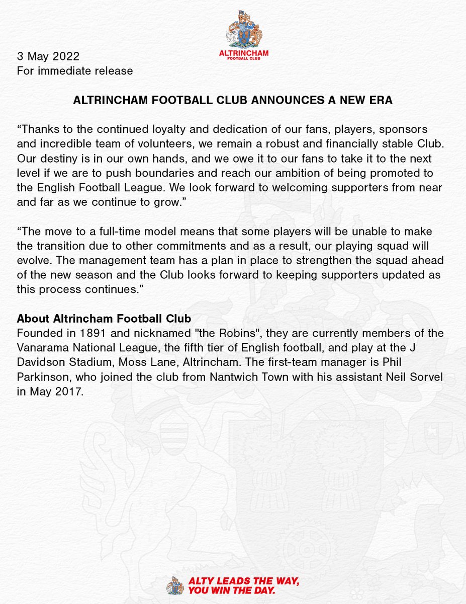 Club Statement – Altrincham FC