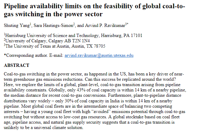 arvindpawan1's tweet photo. 🚨New Preprint Alert🚨Much ink has been spilled on emissions impact of global #CoalToGas transition.
But we never asked if it were even feasible.
Led by @LydiaYang21, we study infrastructure limits to global coal to gas switching. #LNG @S_HastingsSimon https://t.co/loxwyjSqkk https://t.co/C9FCKUsYwt