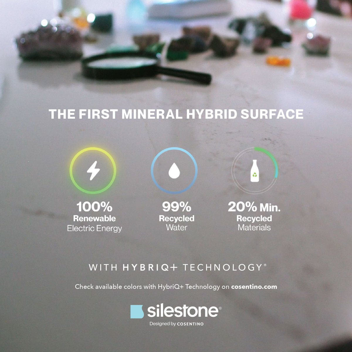 Silestone with HybriQ Technology® harnesses the power of the sun, manufactured with 100% renewable electric energy.  

Let’s Change the World from the Kitchen. Swipe to discover the sustainable revolution.  

#ChangeFromTheKitchen #Silestone #HybriQTechnology