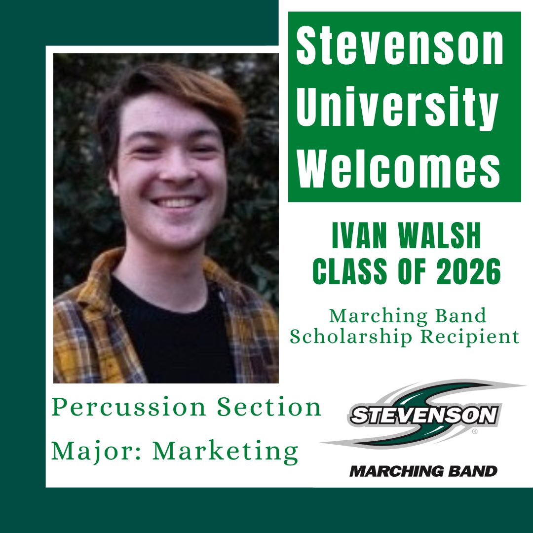 SU Music welcomes Ivan Walsh! Ivan will be joining us as a new member of the SUMB this fall as well as receiving our marching band scholarship! He is majoring in marketing and will be a part of our percussion section!