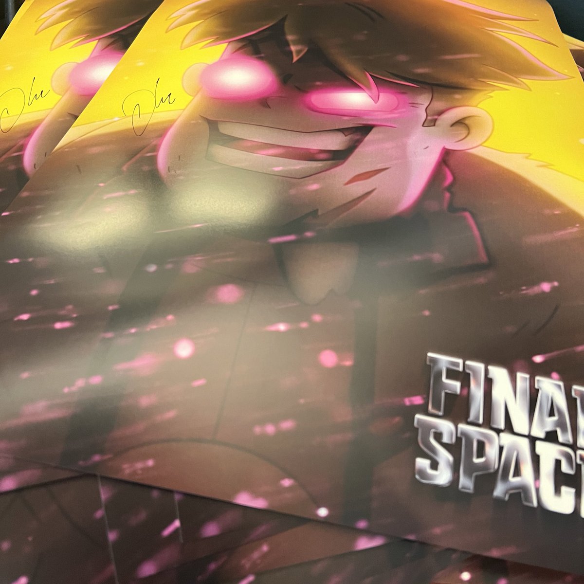 OlanRogers's tweet photo. Found a small box of final space posters behind my packed up recording booth so I’m signing them. https://t.co/m79rqUpVGM