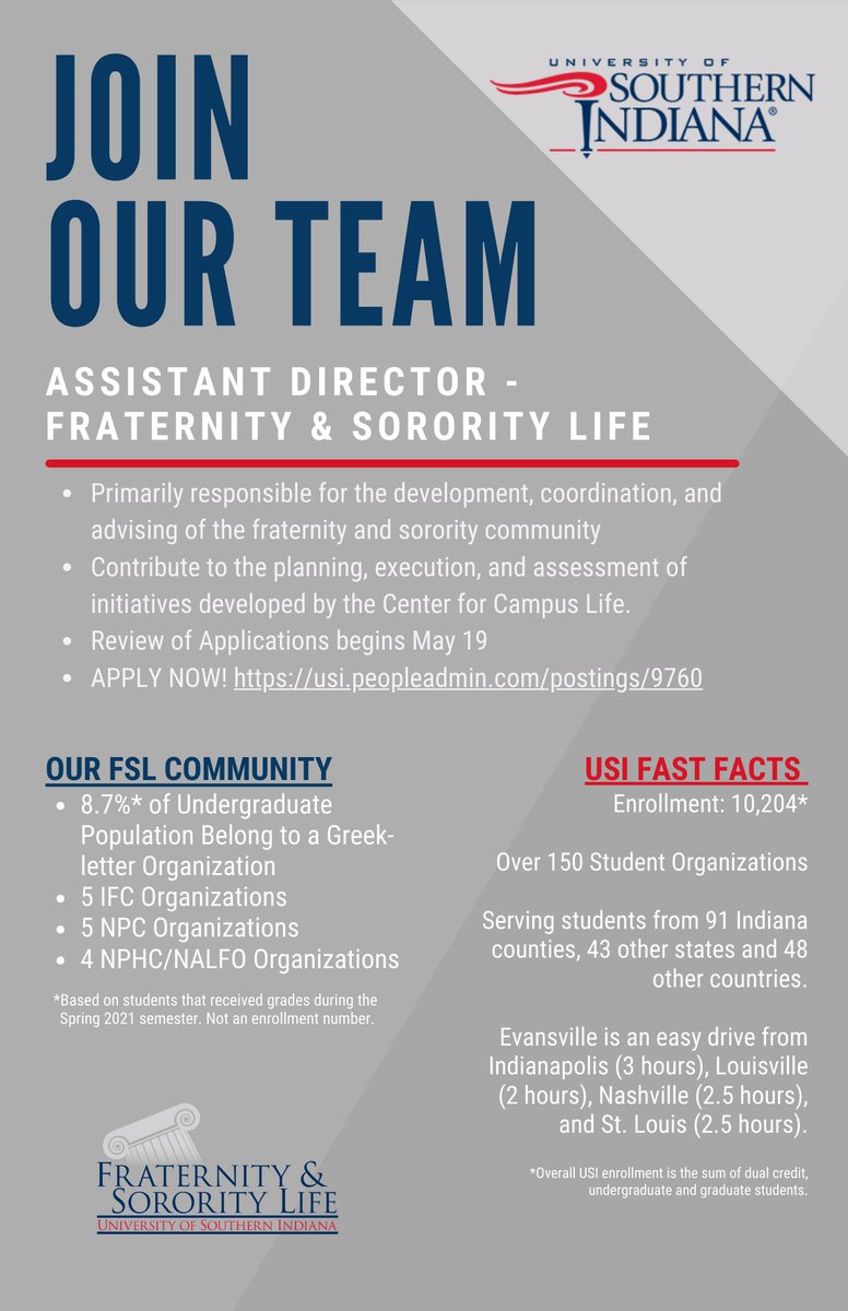 usi.peopleadmin.com/postings/9760 Come join our team!