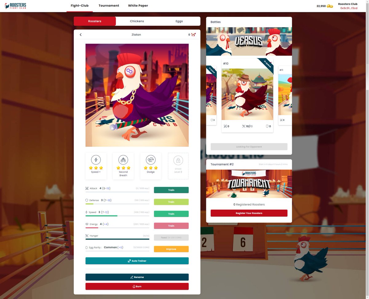 Cockadoodledoo !!!

A little #Teaser of the game for our #roosters ! 

Take a look at it!

#P2E #NFT #NFTgaming #MATIC