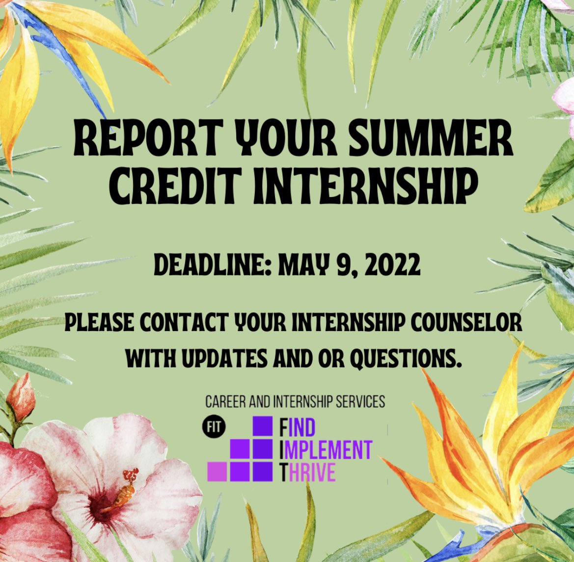 FIT_CIC's tweet image. Report Your Placement!

#unconventionalminds #fashioninstituteoftechnology #fitalumni #fitstudentlife #fitgrad
#fitartdesign #careerservices