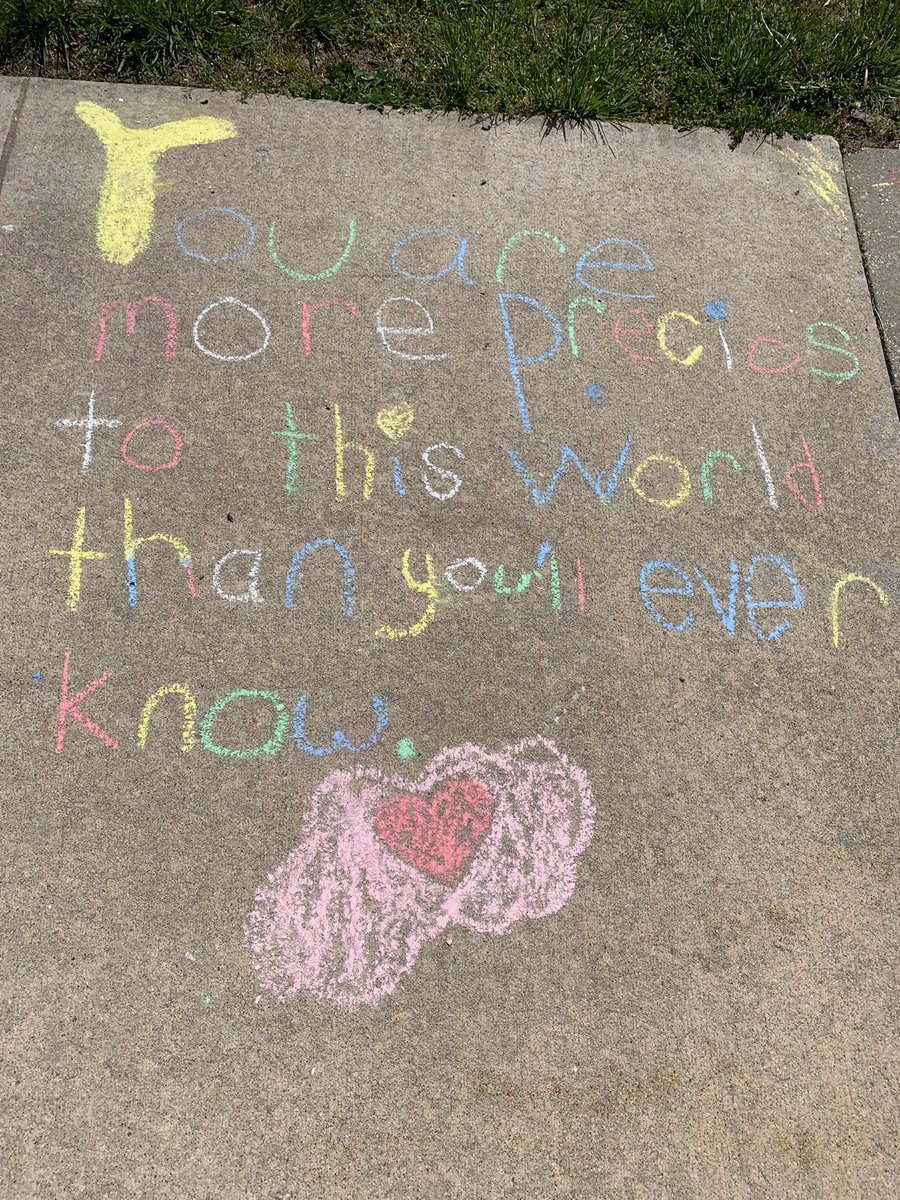 Today we kicked off Children’s Mental Health Awareness Week at PPMS! Our 6th graders participated in #ChalkTheWalk to spread positivity! #calvertmentalhealthmatters 💚🐊 Stay tuned for more positivity and fun to help bring awareness and stop the stigma around mental health! ⭐️💚