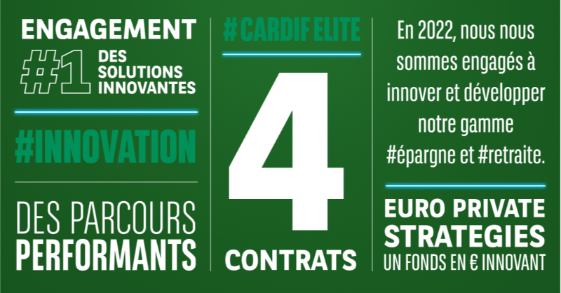 cardif_fr's tweet photo. 💡 En 2022, nous nous sommes engagés à innover et développer notre gamme #épargne et #retraite.
✅ Promesse tenue avec la gamme Cardif Elite, qui compte désormais 4️⃣ contrats et un fonds en euros innovant, Euro Private Strategies. ⤵️
#Innovation #CardifElite https://t.co/NNidP80IzG