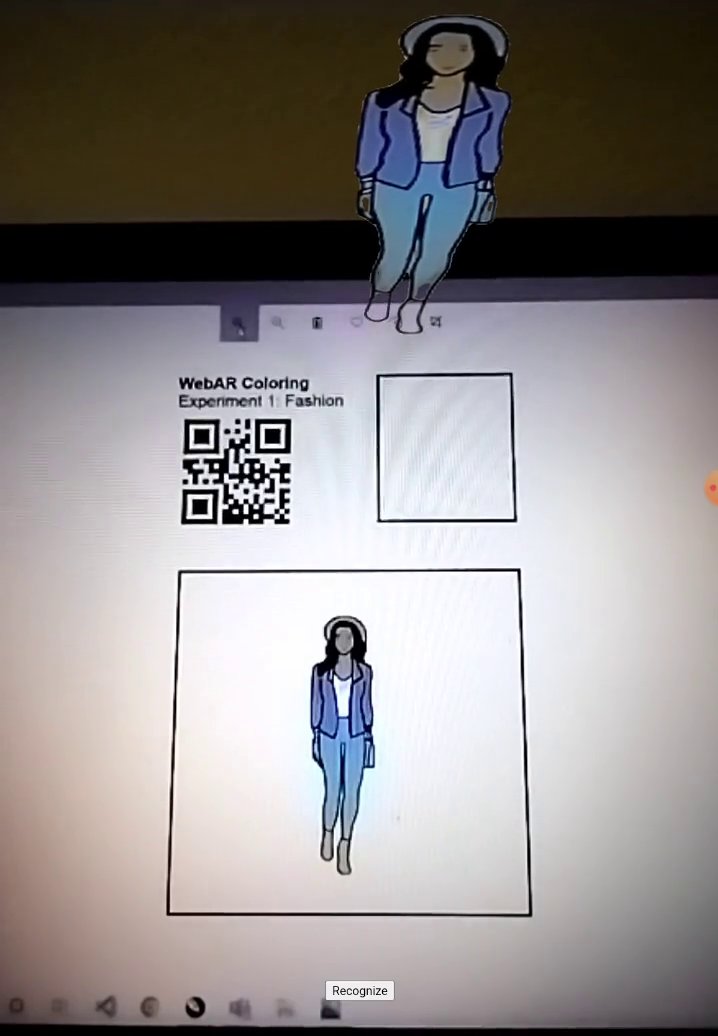 Happy to share the screenshot of my new project dealing with coloring in web AR using #aframevr. It was inspired by <a href="/stspanho/">Stijn Spanhove</a> web AR coloring example: x.com/stspanho/statu…. On the back the project relies on image masking and removes the background of the marker.