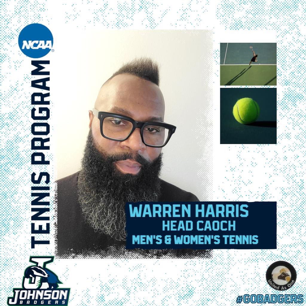 vtsujbadgers's tweet photo. NVU JONHSON, and Director of Athletics & Recreation Greg Eckman has announced the hiring of Warren Harris as the new Head Coach for the Men’s and Women’s Tennis program.
Warren Harris will take over the program in the Fall of 2022,
#GOBADERS
#JOHNSONTENNIS https://t.co/ucpfXWtuXd