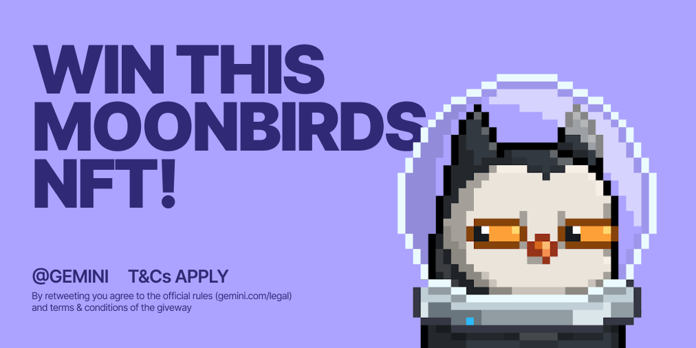 Gemini (@gemini) on Twitter photo 1/3 This giveaway is a HOOT🦉
We're inspired by the creativity of our community and the #moonbirds flock caught our owl eyes. On May 5th, we'll be giving away 1 <a href="/moonbirds/">Moonbirds</a> #NFT #3382 to a new or existing Gemini + <a href="/niftygateway/">Nifty Gateway Studio</a> user!
MUST RT this tweet + follow the rules to enter: 1/3 This giveaway is a HOOT🦉
We're inspired by the creativity of our community and the #moonbirds flock caught our owl eyes. On May 5th, we'll be giving away 1 <a href="/moonbirds/">Moonbirds</a> #NFT #3382 to a new or existing Gemini + <a href="/niftygateway/">Nifty Gateway Studio</a> user!
MUST RT this tweet + follow the rules to enter: