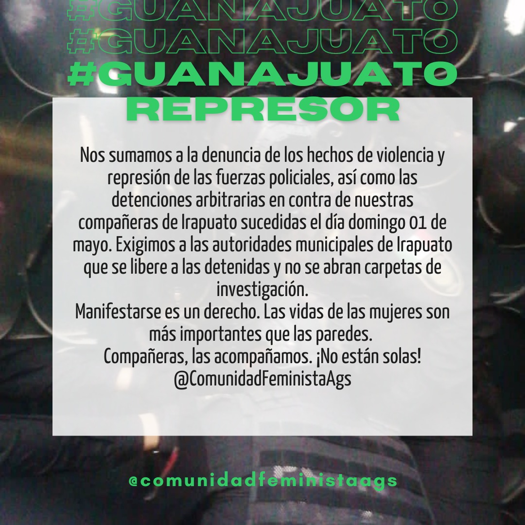 ComFeministaAgs's tweet photo. Manifestarse es un derecho!!
#Irapuato 
##GuanajuatoRepresor https://t.co/QPOfTlHv8x