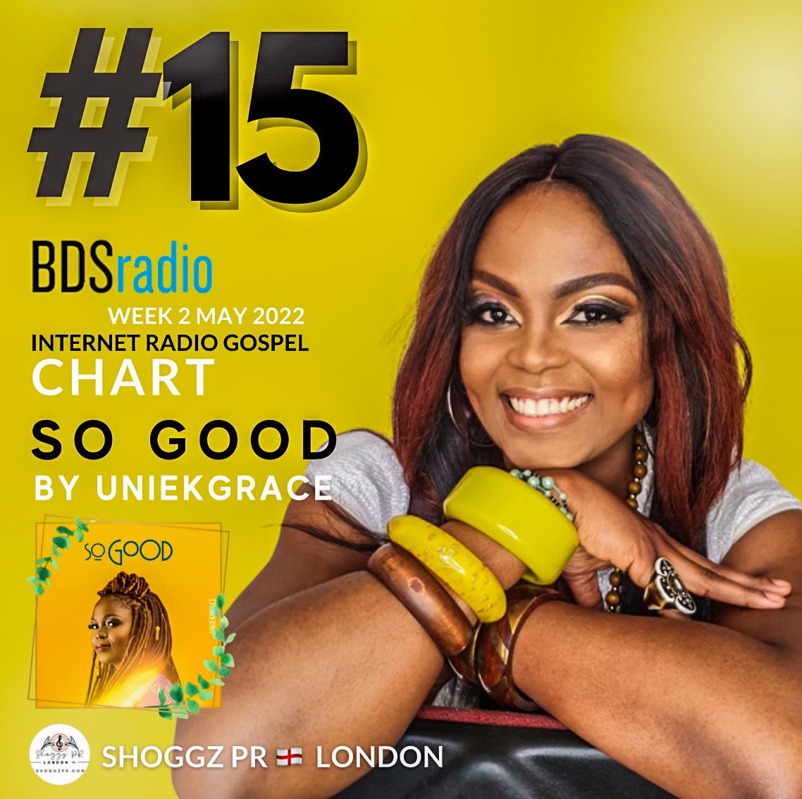 ShoggyShoggz's tweet photo. So proud of @Uniekgrace who broke in the Top 20 of MRC BDS Gospel Internet Chart at #15 as of 1•5•22

Thank u @LouisaShoggzPR, @Tonyd947, @djvalf, @HayeHayley, @DJVictor256, @mrsojiharmony, @GospelGrind, @NIABklyn, @LionelGreen5, @Synergy1Radio &amp; all US Radios rocking ‘SO GOOD’ https://t.co/PeJM3N8dp1