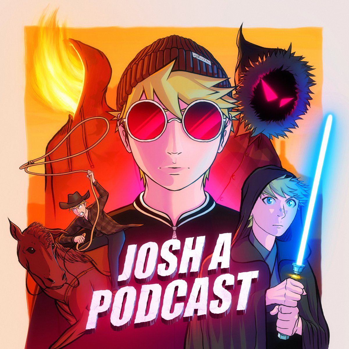 DanOrMunK's tweet image. Painting I did for @OfficialJoshA's "The Josh A Podcast" Cover Artwork