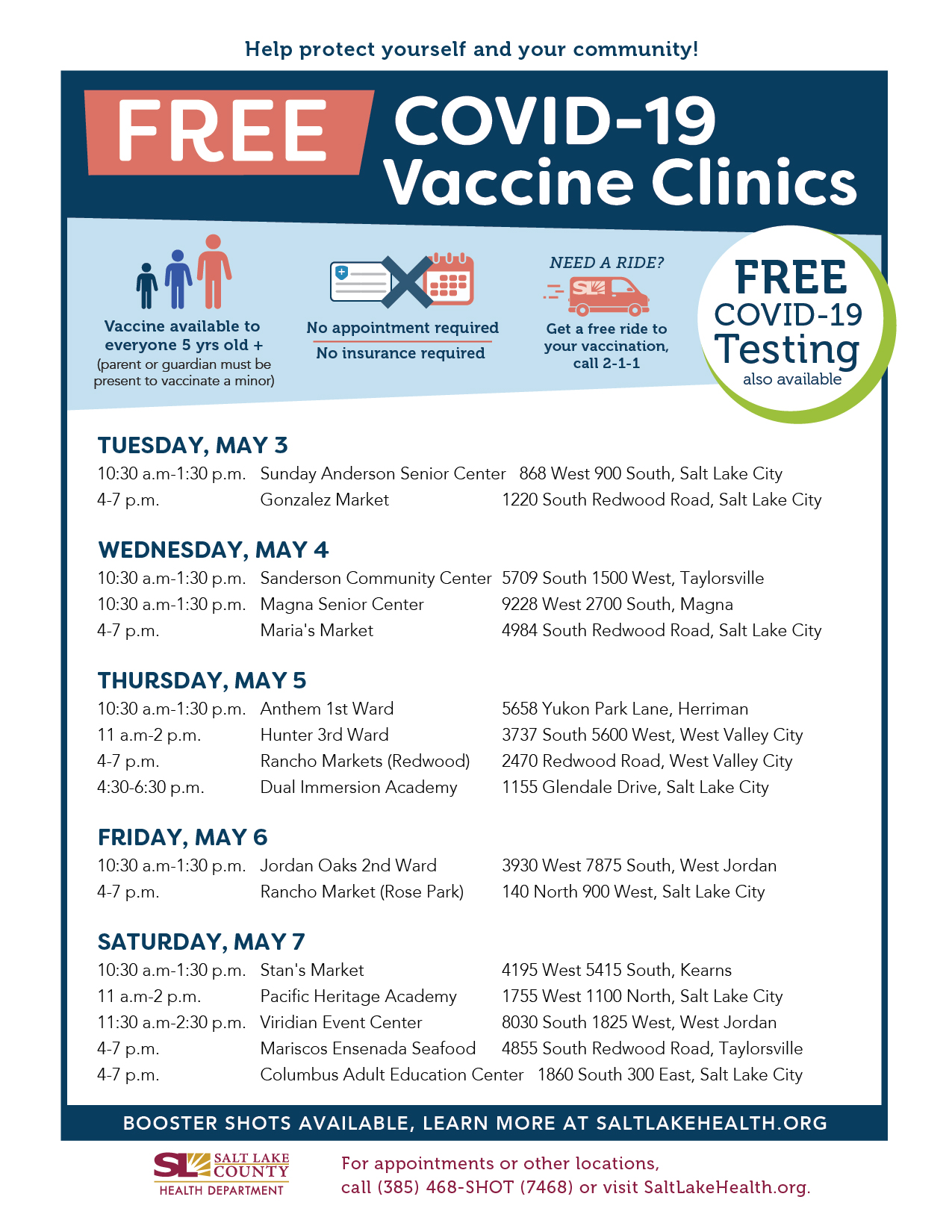 FREE COVID-19 Vaccination Clinic - Junior League of Salt Lake City