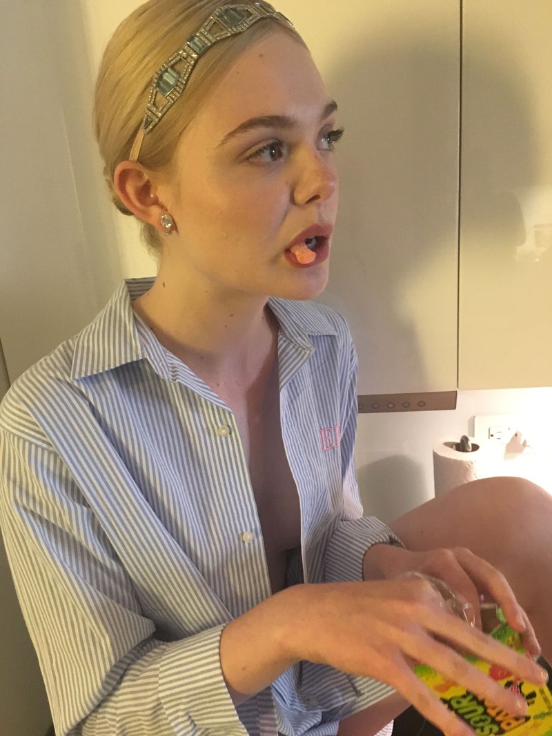 ellesthinker's tweet photo. elle fanning getting ready for the 2017 met gala https://t.co/irPXMCov47