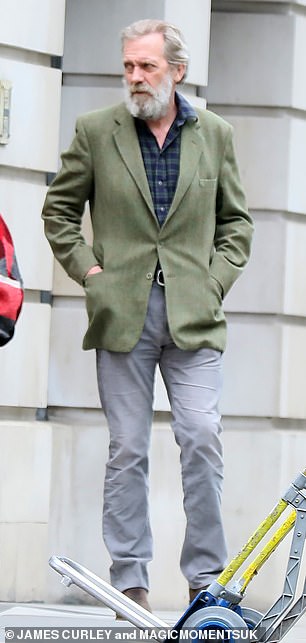 HughLaurious's tweet photo. Dapper Cap!   via DailyMailCeleb . "Almost" makes it seem it was an article from the past. He's THE CAP'N AND HE'S SPORTING  a very handsome look for that role. We all recognize him. You did too! Out of brunch with Jo (adore her) and looking fine @hughlaurie #HughLaurie https://t.co/03Kni2zkLu
