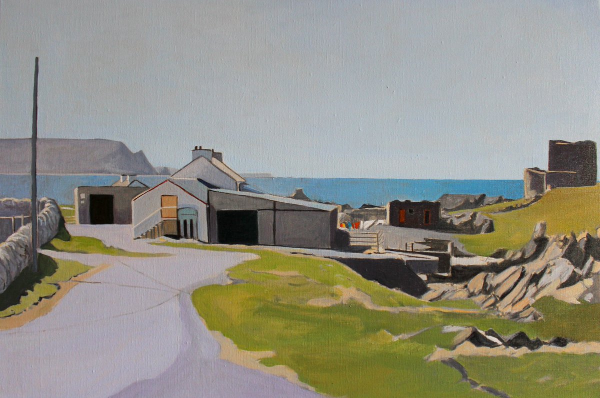 SwanseaArtist's tweet photo. "The Castles" my latest work in progress, now nearing completion - experimenting with #greyscaling #tonalvalues and #glazing. Check out my blog on my adventures in acrylic painting here - https://t.co/ER6Kl6YWXt #TheCastles #Inishowen #Donegal #Ireland #wip #acrylic #linencanvas https://t.co/10H28a5AMe