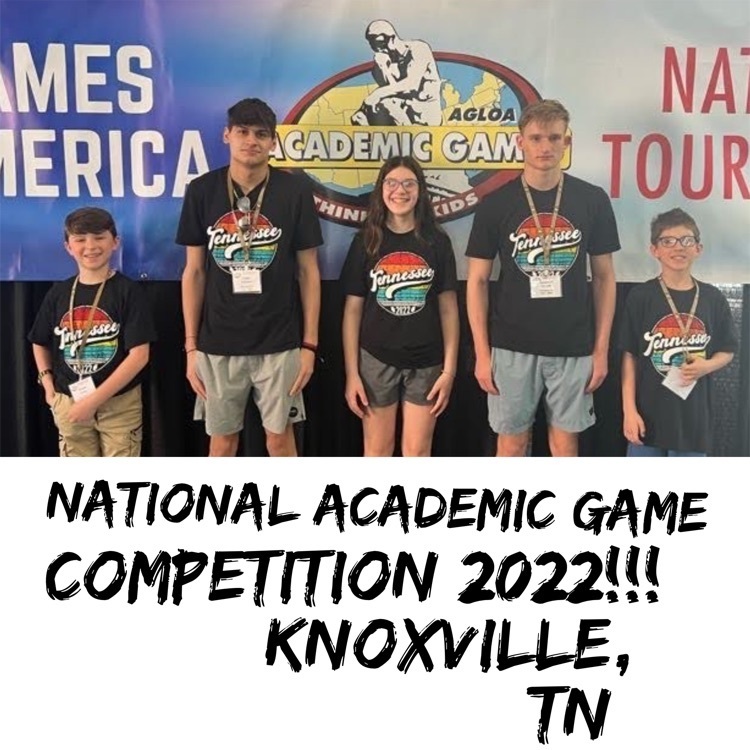 Congratulations to Cooper Krantz, Logan Popovich, Greta Shelenberger, Solomon Glavach, and Patrick Tennant for a great showing at the Academic Games in Knoxville, TN!!!
