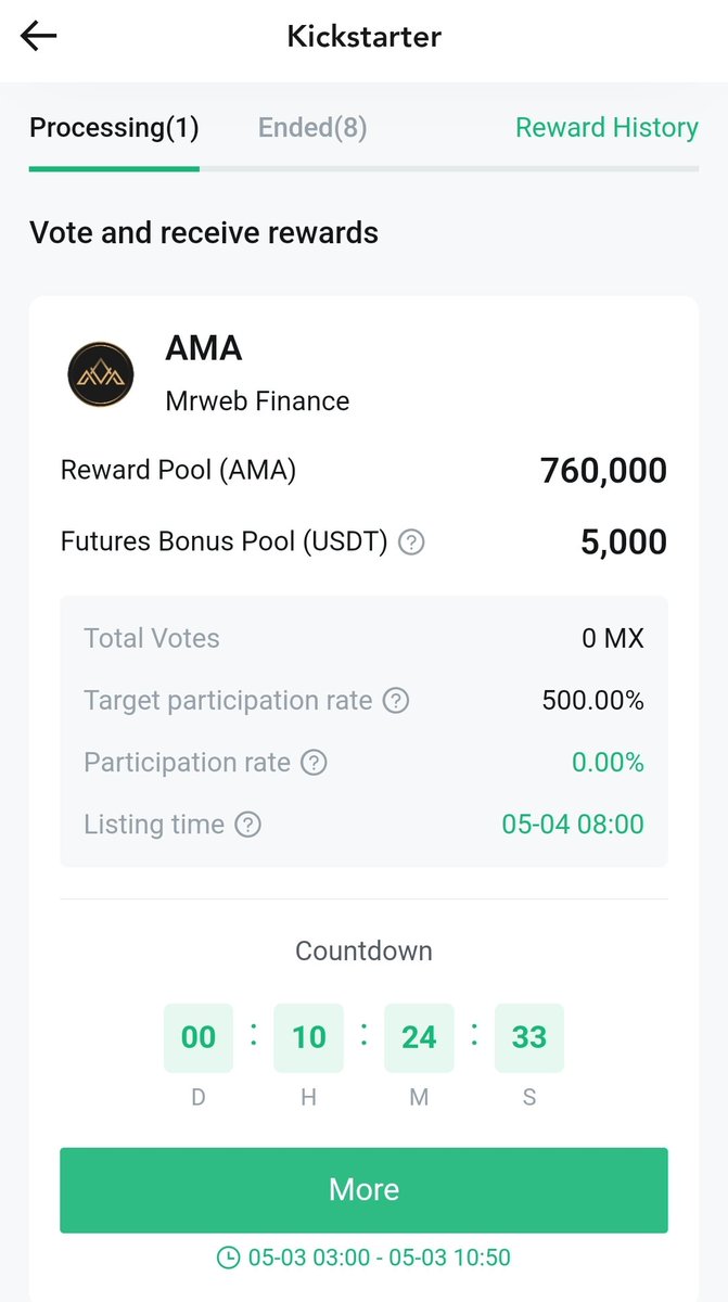 MrwebFinance's tweet photo. Get ready to vote for #Mrweb, $AMA tomorrow. In less than 11 hours, you will be able to vote for $AMA in the @MEXC_Global #Kickstarter event and earn rewards in $AMA.
Follow the count down here https://t.co/ivT9wYj2tb https://t.co/6OPW2ZakNe