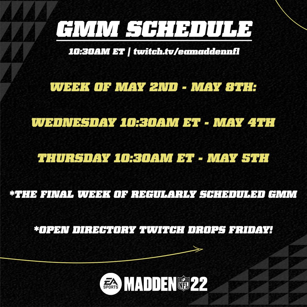 Madden Ultimate Team on X: GMM & Content Schedule #Madden23