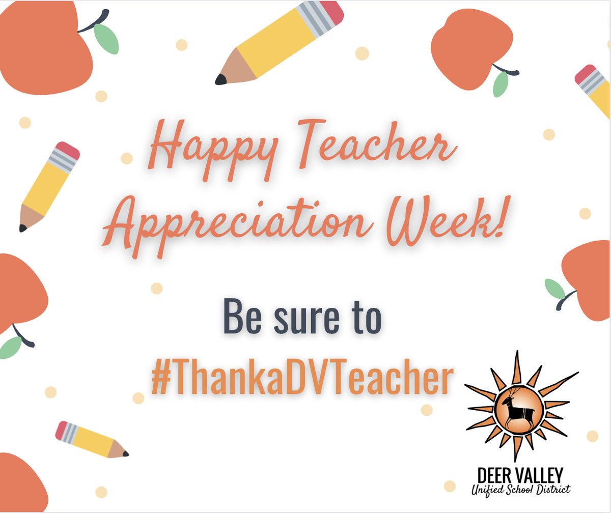 Happy #TeacherAppreciationWeek to all of our #Extraordinary DVUSD teachers!👩‍🏫👨‍🏫 Tell us about your favorite DVUSD teacher, and be sure to #ThankaDVTeacher for all they do! 📚✏️❤️
