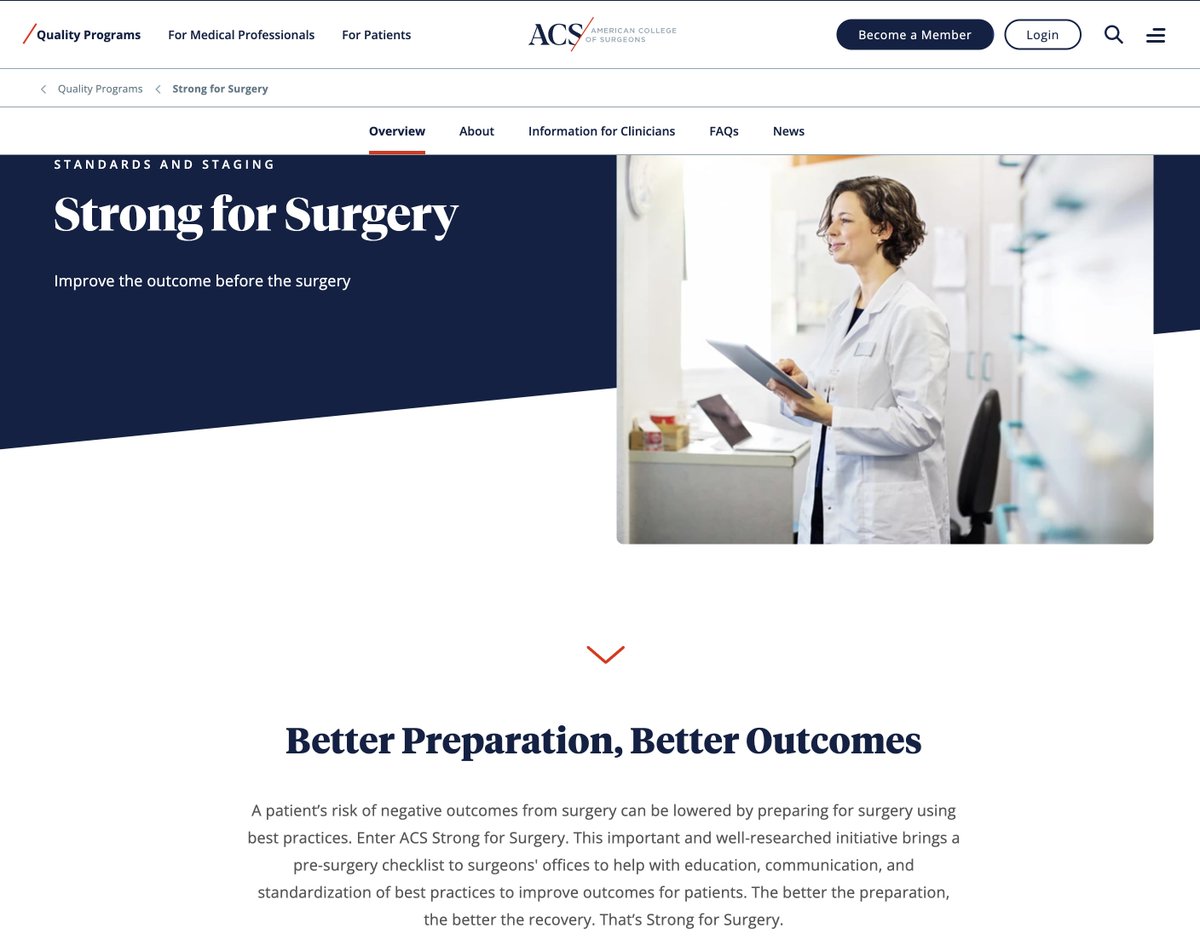 Love the new website for @AmCollSurgeons . Check out the information for #StrongForSurgery facs.org/quality-progra… Grateful to @pturnermd @cliffordkomd for their mentorship and support, and the amazing ACS teams who make it all happen.