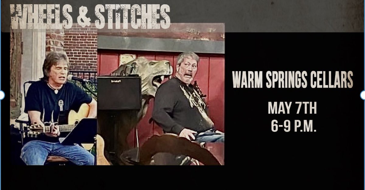 WSCellars's tweet photo. Wheels &amp; Stitches return! Come enjoy an evening of music, GA craft beer and wine, and good times. May 7th, 6-9 P.M. #music #livemusic #acoustic #localmusic #wine #beer #shoplocal #goodtimes https://t.co/PZxUDaM2Pm