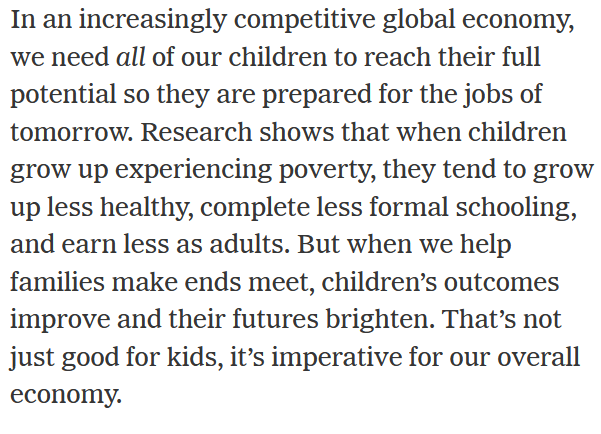 c_zippel's tweet photo. Important point from Robert Rubin &amp; Jack Lew in support of a fully-refundable #ChildTaxCredit: 
Reducing child poverty not improves children's lives; it strengthens the nation's economy overall.
https://t.co/2qzqah7H3T https://t.co/YGyV9fNjPB