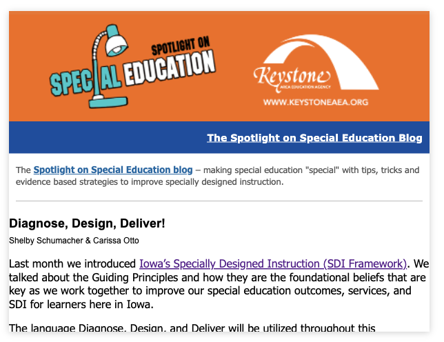 KeystoneAEA's tweet photo. Our latest Spotlight on Special Education digs deeper in the SDI Framework to support the 3Ds – Diagnose, Design, Deliver
https://t.co/eHJzJVMVq7
#specialeducation #groundedinservice #sespotlight https://t.co/Z4KmCkTUdU