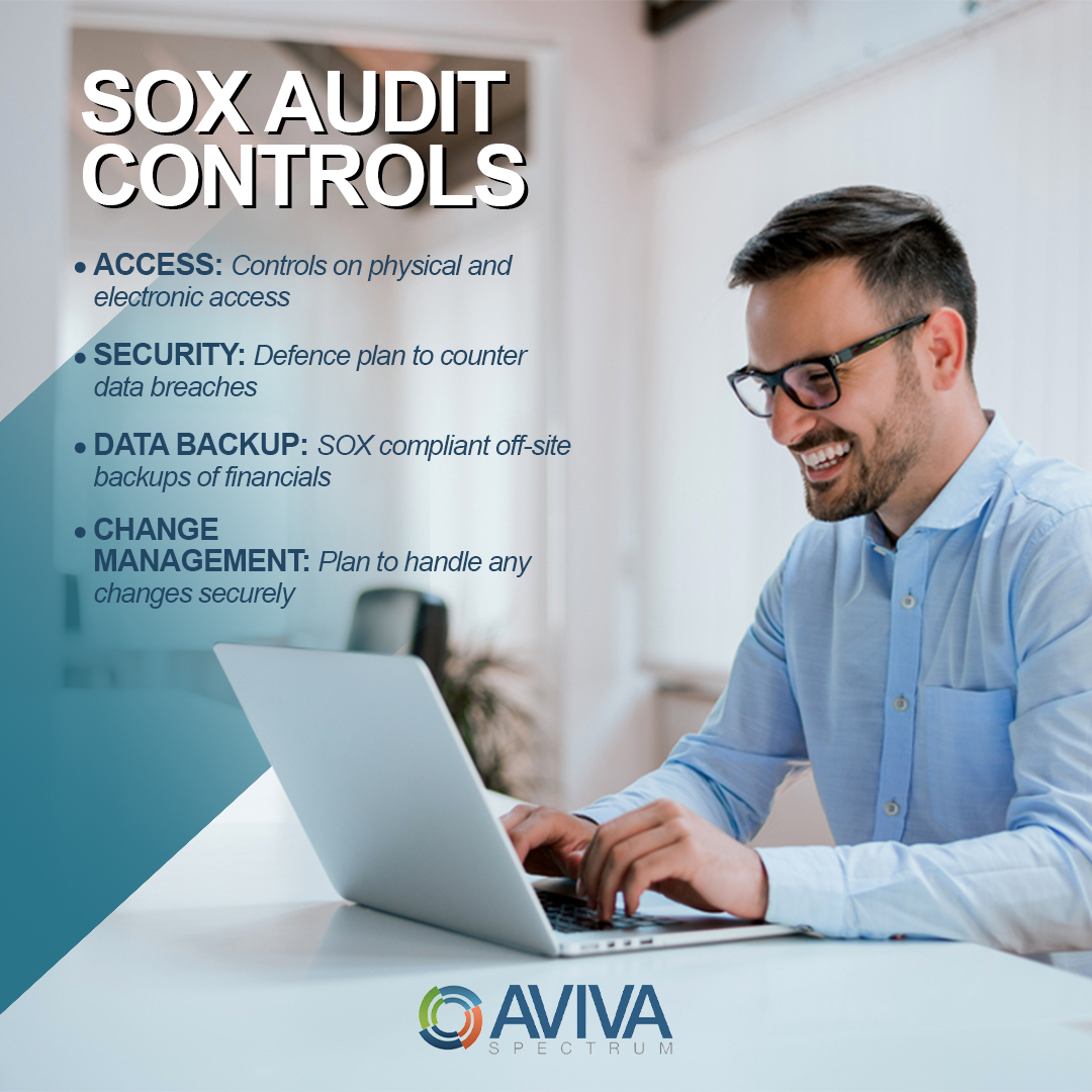 Your SOX auditor will investigate four internal controls as part of the yearly audit. To be SOX compliant, it is crucial to demonstrate your capability in these controls👇🔍 

#Aviva #Spectrum #Avivaspectrum #Sox  #soxsection404 #soxpdf #soxinternalcontrols #soxrequirements