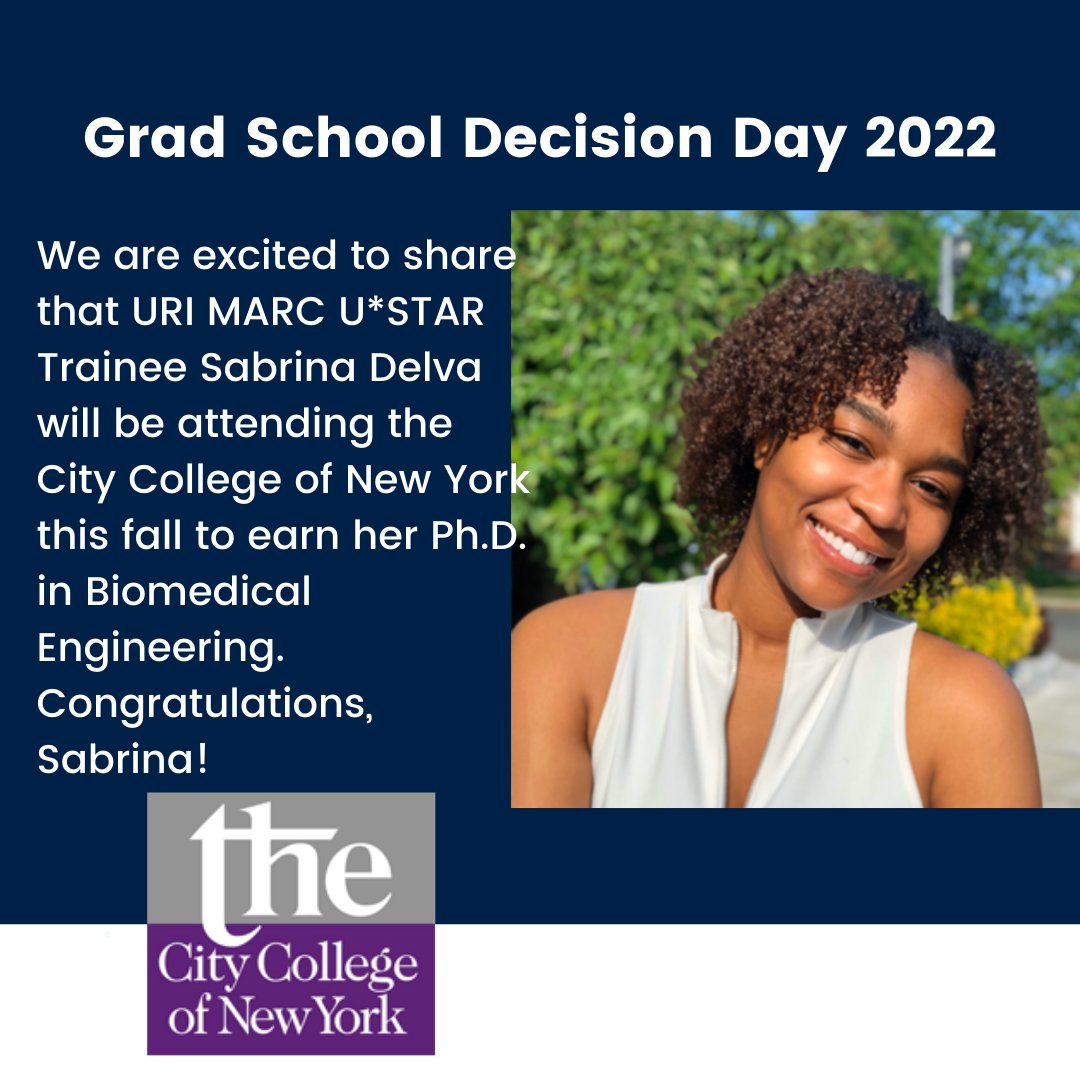 URI_MARC_USTAR's tweet photo. Congratulations, Sabrina! We are excited for your next chapter @CityCollegeNY @IcahnMountSinai 

 #CityCollege #URIMARCUSTAR #DecisionDay2022 https://t.co/P7JQM0ue6q