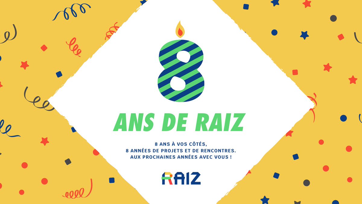 RAIZfr's tweet photo. 🥳 RAIZ souffle sa 8ème bougie !🥳 8 années de travail, 8 années de conseils et de projets, 8 années de belles rencontres. Merci à tous et à toutes de faire vivre RAIZ. ❤️ #HappyBirthday #officeanniversary #tchintchin https://t.co/qYoIkzHzDH