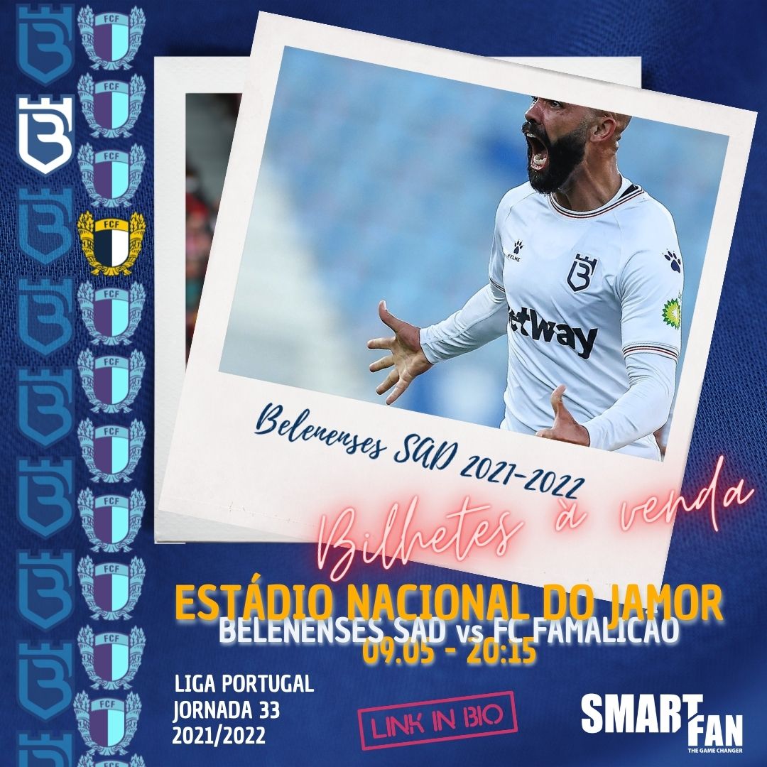 SmartfanTickets's tweet photo. 🚨BILHETES À VENDA🚨 

⚽ Belenenses SAD 🆚 FC FAMALICÃO | 09.05 | 20:15 | Estádio Nacional do Jamor 

O jogo começa aqui ⏩ https://t.co/vQ3oPSwPOz 

#smartfantickets #futebolenoestadio #ligaportugal #torresdebelem #fcfamalicão #vilanovameuamor @OsBelenensesSAD  @FCF1931_Oficial https://t.co/Zgr40kNKqj