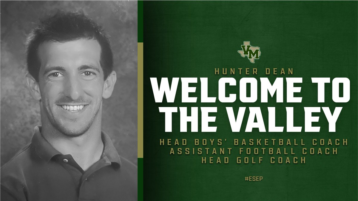 VM_Athletics's tweet photo. Join us in welcoming Hunter Dean to The Valley for the 2022-2023 school year! He comes to Valley Mills after spending five years in Ponder ISD and Haskell ISD. Welcome the 🦅 Family, Coach Dean! @HDean17 https://t.co/Kt3irzbAKO