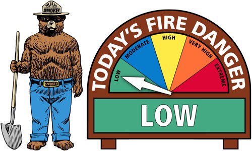 Fire Danger is LOW written burning permits are required. Reminder that you can not burn brush until after 5pm!