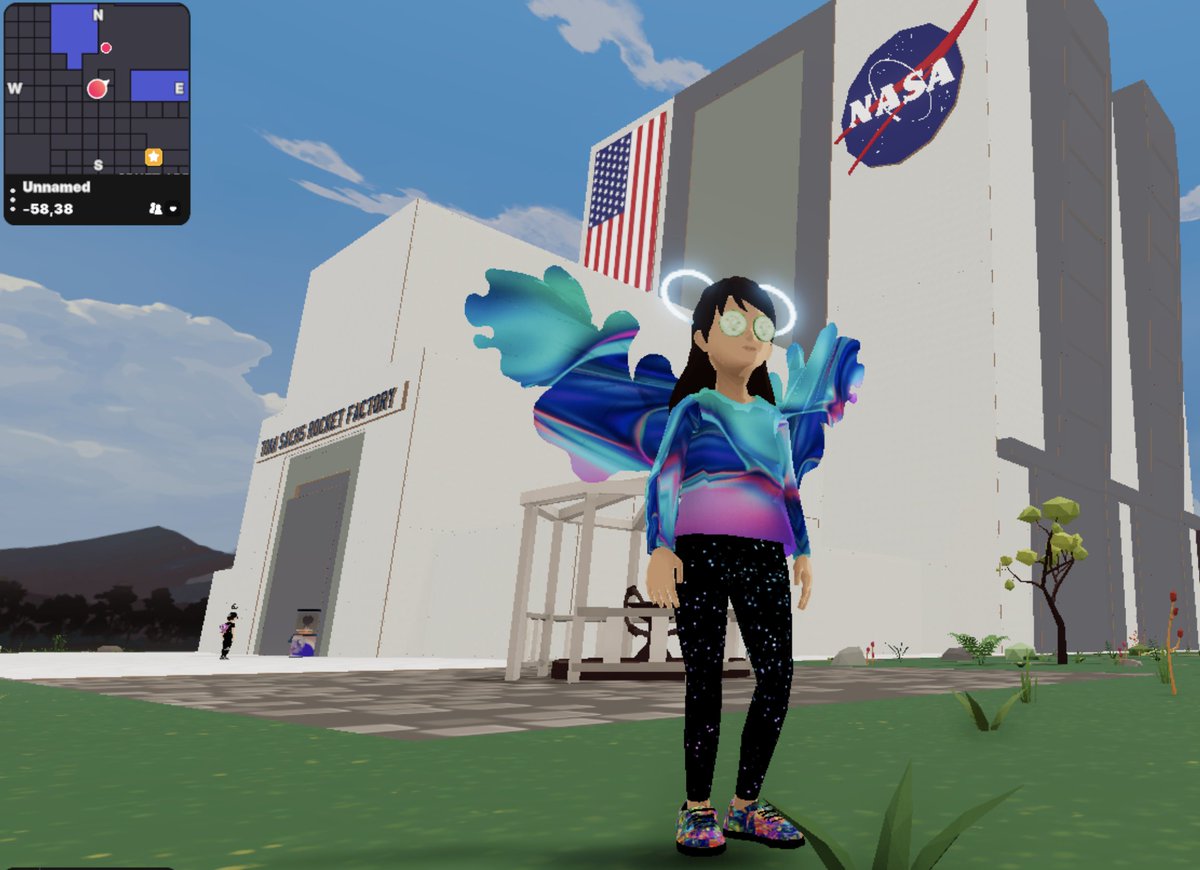 Don't mind me, just checkin out <a href="/tsrocketfactory/">Tom Sachs: Rocket Factory</a> in my new winged hoodie and matching kicks by <a href="/gigigorlova/">Gigi Digital Artist👽🛸</a> 🦋  Thanks to <a href="/cryptilianart/">Cryptilian ADD+</a> for this amazing airdrop!