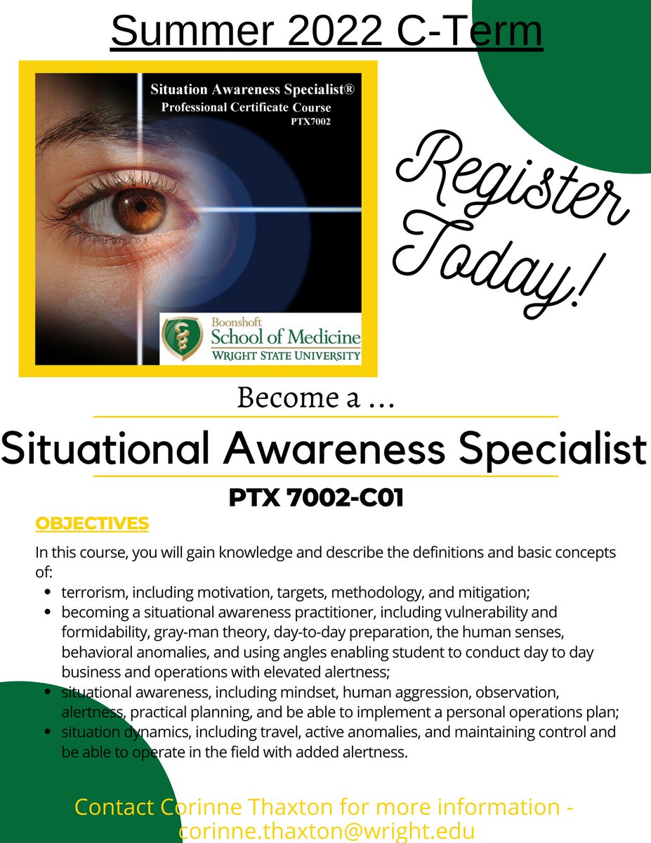 Join us for Summer 2022! E-Mail Corinne Thaxton, corinne.thaxton@wright.edu, if you would like some additional information. 
#pharmtoxwrightstate #pharmtoxwsu