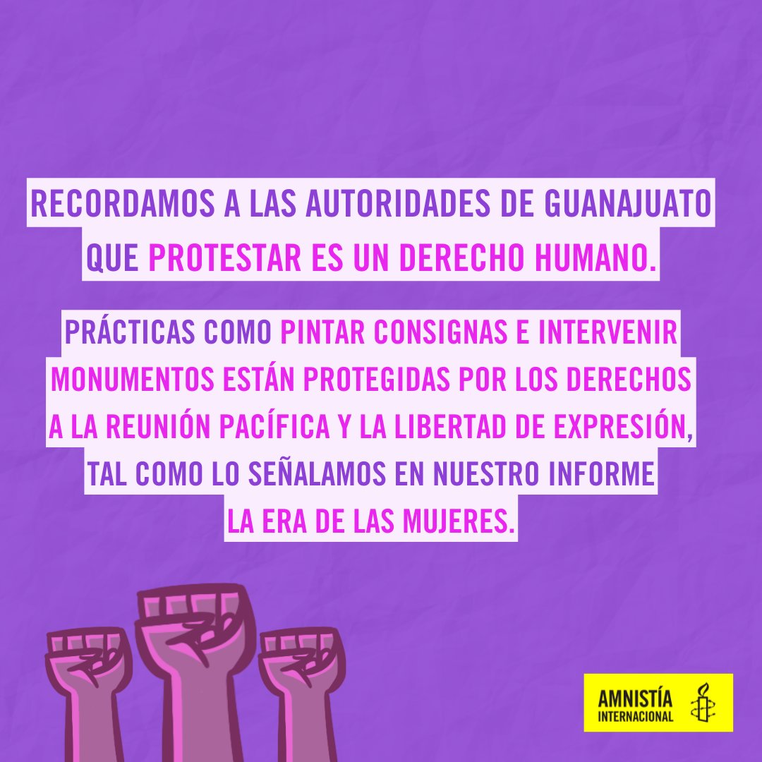 🔴 Rechazamos el uso excesivo de la fuerza pública contra las mujeres que  ejercieron ayer su derecho a la protesta en #Irapuato, #Guanajuato. Hacemos  un llamado a las autoridades a garantizar el, image size:1080x1080