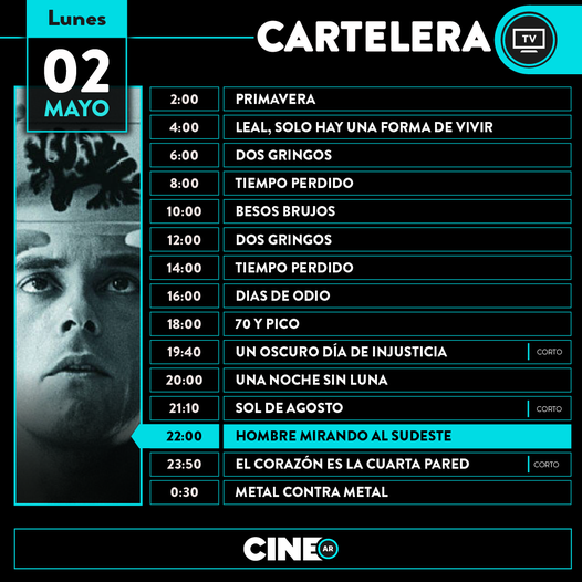 esubiela's tweet photo. HOY Lunes 2/5 - 22hs
"HOMBRE MIRANDO AL SUDESTE" por @CINEAR_  TV

#cine  #cineargentino
#cinear #hombremirandoalsudeste #rantes #hugosoto #lorenzoquinteros #inesvernengo #eliseosubiela #pedroaznar https://t.co/DIWp4gk67J